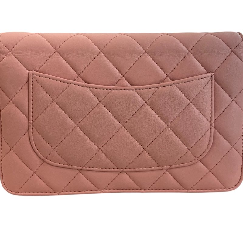 CHANEL 香奈兒 WOC 斜背包 羊皮 粉紅色 金釦-2