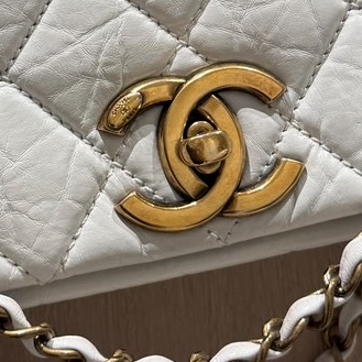 CHANEL 香奈兒 孟買系列 白色 油蠟牛皮 熔岩 CF 斜背包 肩背包 側背包 鍊條包-28