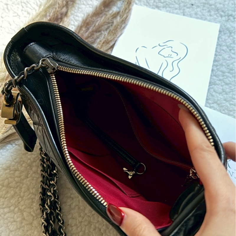 香奈兒黑金流浪包小號-18