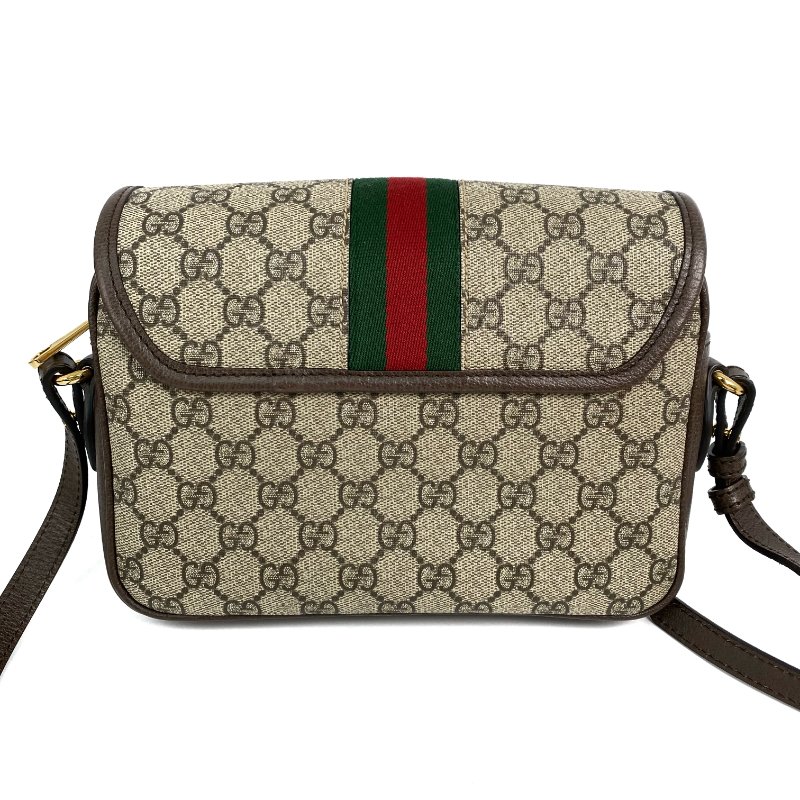 △ Gucci 古馳 Brown Coated Canvas Ophidia GG Supreme Crossbody Bag 722117 啡色塗層帆布GG花紋斜背袋 - 267000359-1