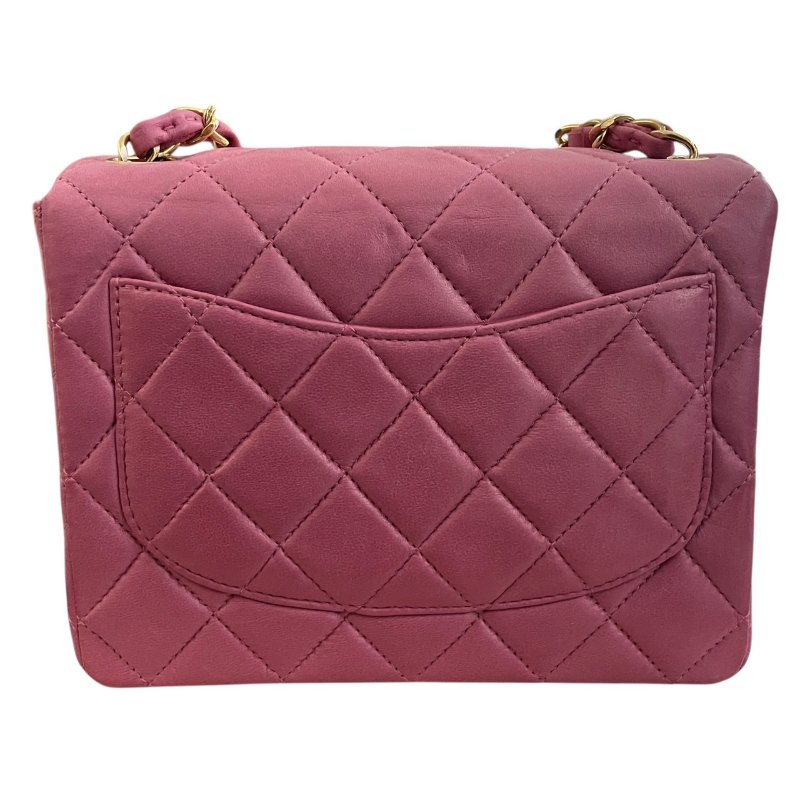 CHANEL 香奈兒 MATELASSE CF 17cm 方胖子 羊皮 粉紅色 金釦-1