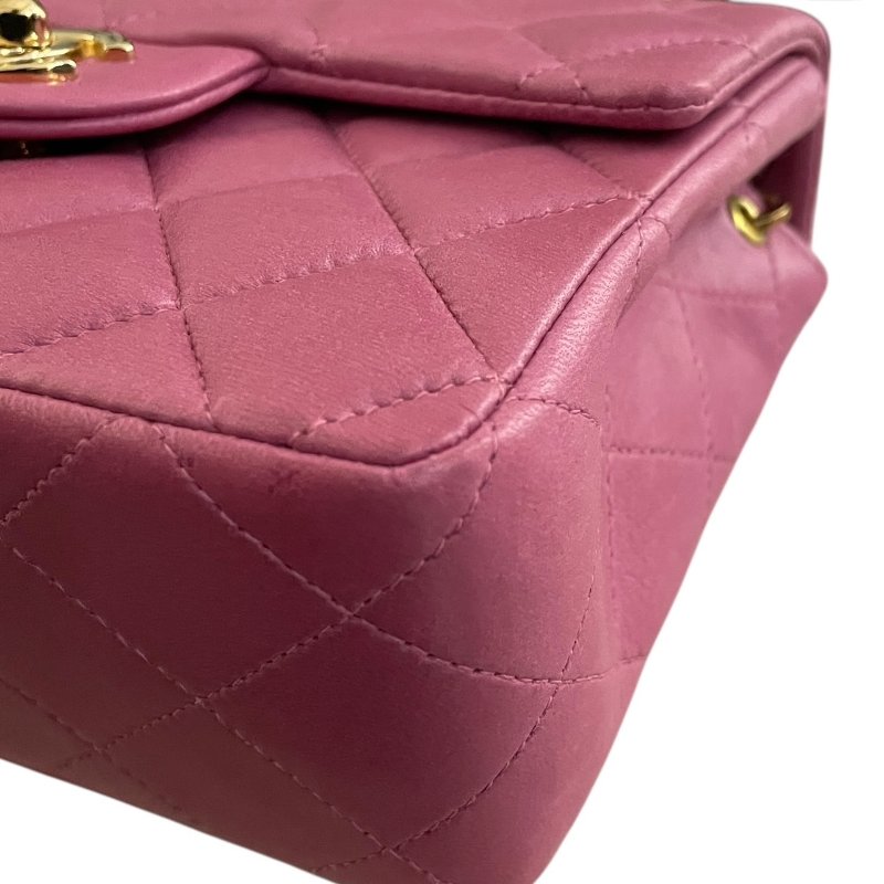 CHANEL 香奈兒 MATELASSE CF 17cm 方胖子 羊皮 粉紅色 金釦-6