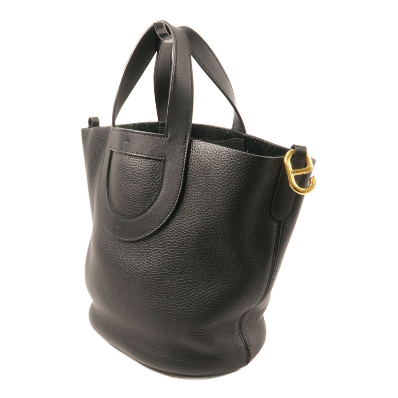 HERMES Clemence 皮革In the loop 23 手挽袋Noir-2