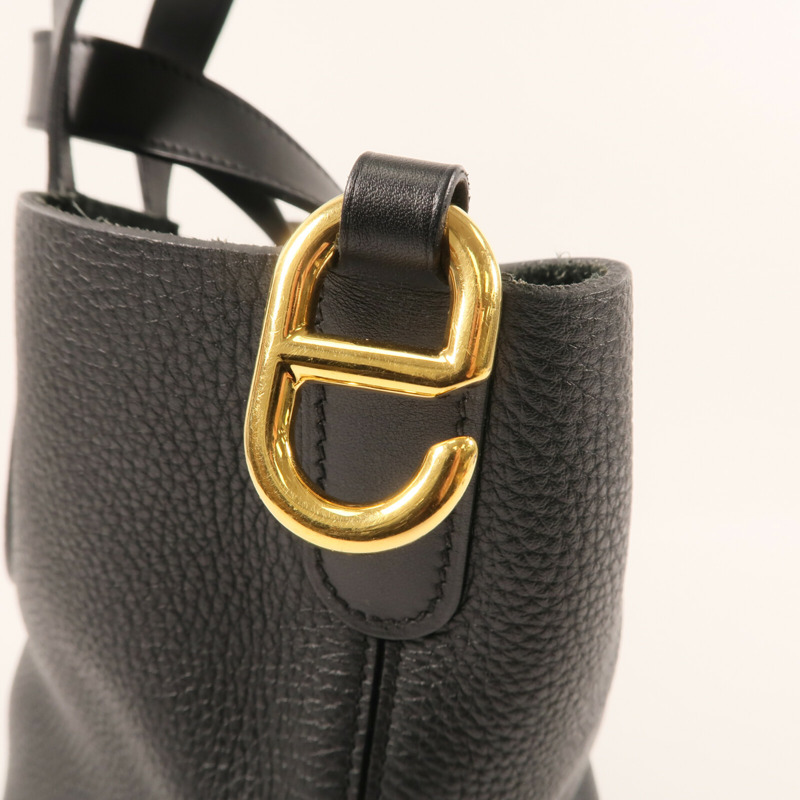HERMES Clemence 皮革In the loop 23 手挽袋Noir-9