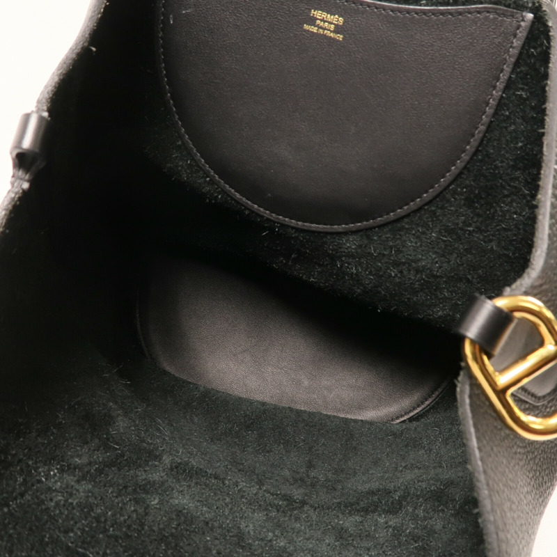 HERMES Clemence 皮革In the loop 23 手挽袋Noir-11