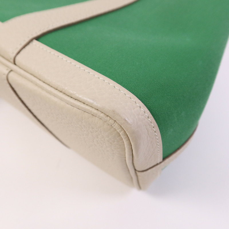 HERMES 帆布Garden Party TPM銀扣手挽袋Cactus/Craie-9