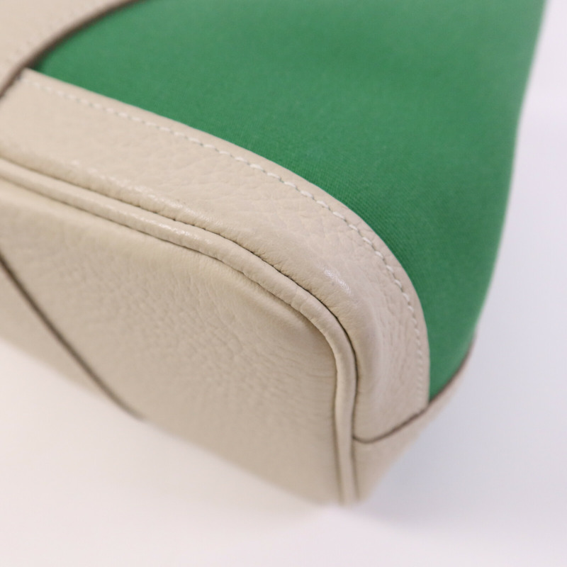 HERMES 帆布Garden Party TPM銀扣手挽袋Cactus/Craie-11