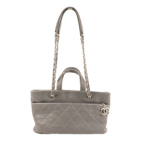 CHANEL 牛皮皮革Shoulder Bag銀扣手挽肩背兩用袋