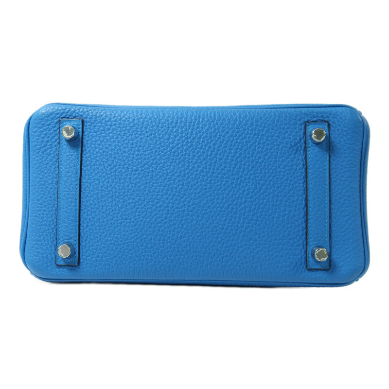 HERMES Togo皮革Birkin 25銀扣手挽袋Blue Zanziar-3