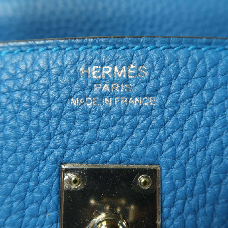 HERMES Togo皮革Birkin 25銀扣手挽袋Blue Zanziar-5