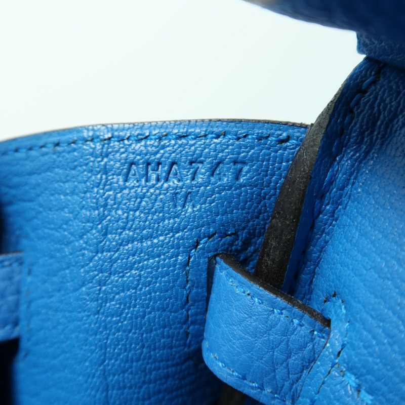HERMES Togo皮革Birkin 25銀扣手挽袋Blue Zanziar-6