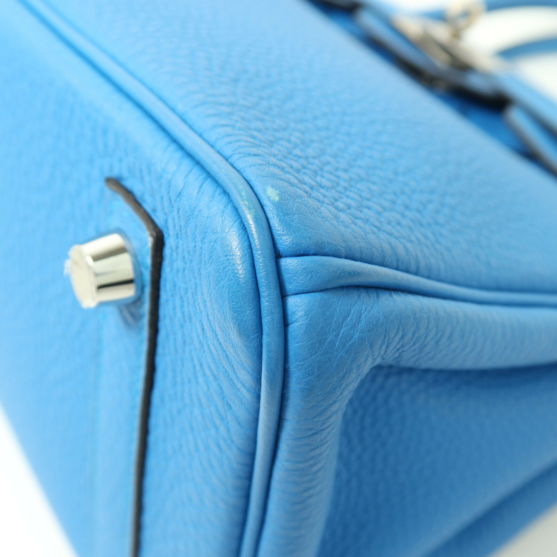 HERMES Togo皮革Birkin 25銀扣手挽袋Blue Zanziar-11
