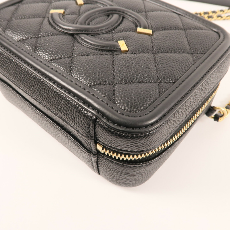 CHANEL 牛皮皮革Vanity 17cm金扣鏈帶手挽肩背兩用袋-8