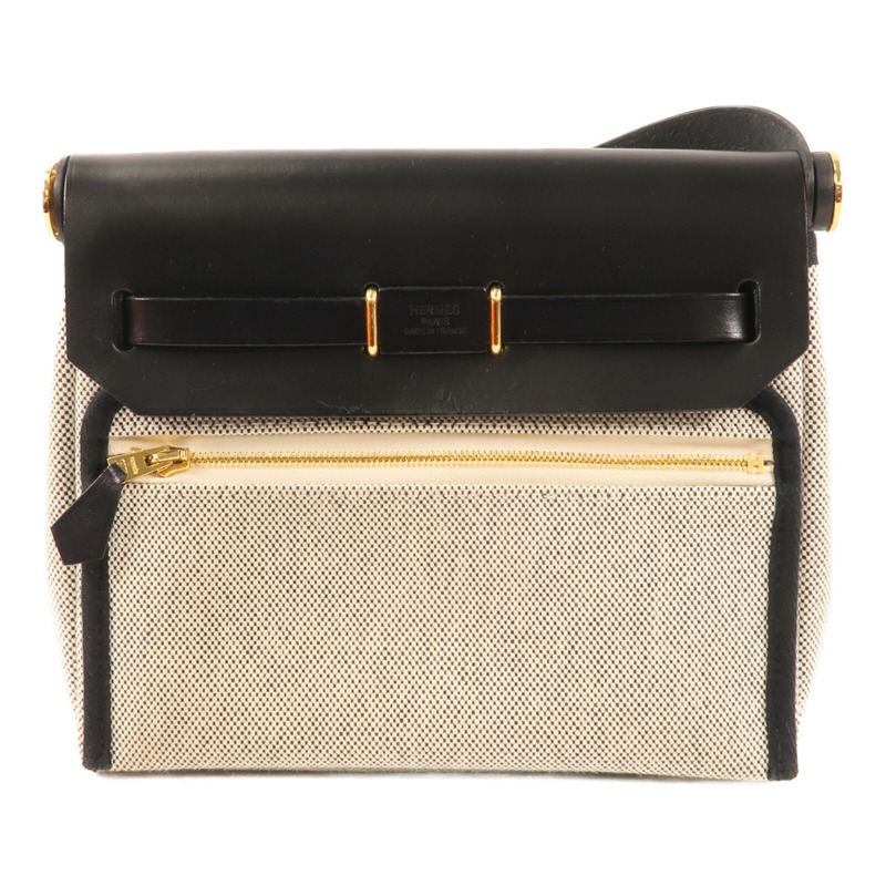 HERMES 帆布Mini Herbag金扣肩背袋-1