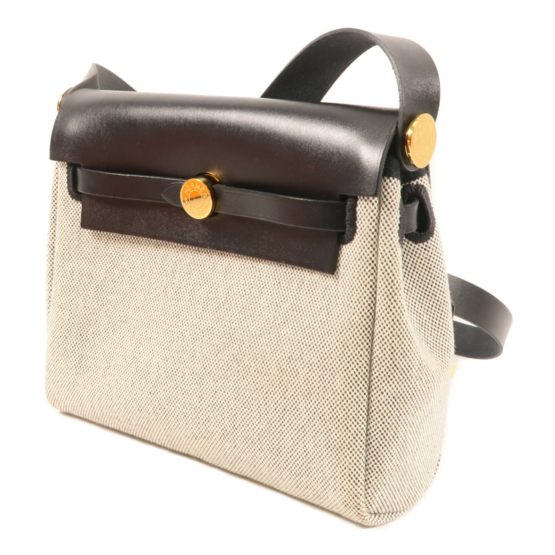 HERMES 帆布Mini Herbag金扣肩背袋-2
