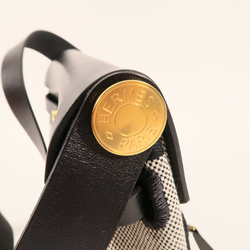 HERMES 帆布Mini Herbag金扣肩背袋-10