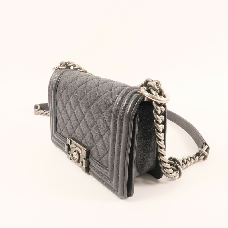 CHANEL 牛皮皮革Boy 20銀扣鏈帶肩背袋-2