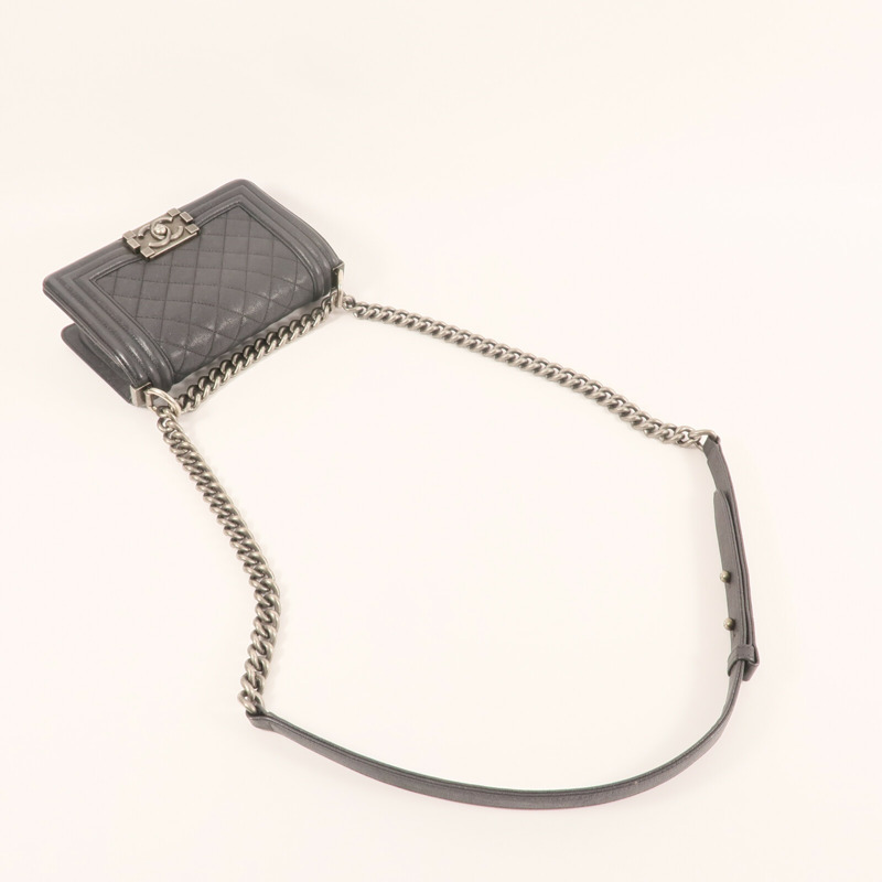 CHANEL 牛皮皮革Boy 20銀扣鏈帶肩背袋-3