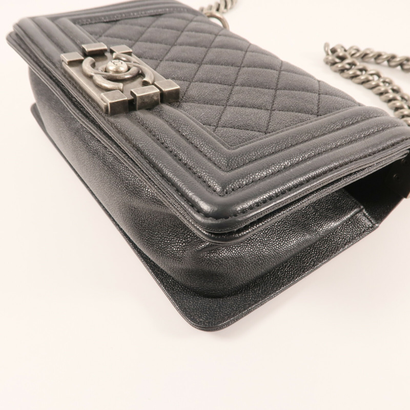 CHANEL 牛皮皮革Boy 20銀扣鏈帶肩背袋-5