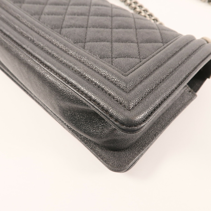 CHANEL 牛皮皮革Boy 20銀扣鏈帶肩背袋-7