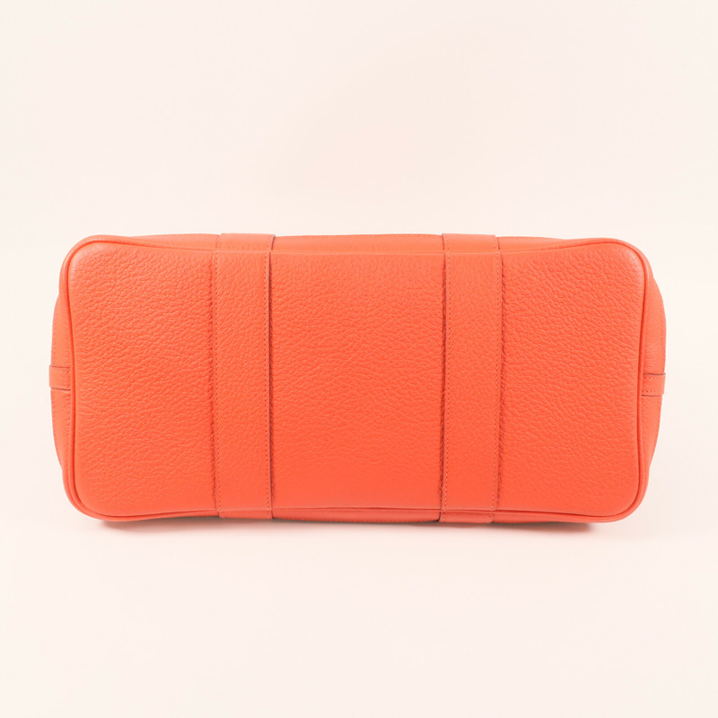 HERMES 帆布Garden Party PM金扣手挽袋Rouge duchesse-4