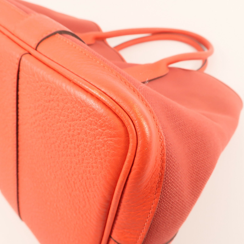HERMES 帆布Garden Party PM金扣手挽袋Rouge duchesse-7