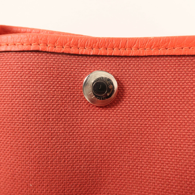 HERMES 帆布Garden Party PM金扣手挽袋Rouge duchesse-9