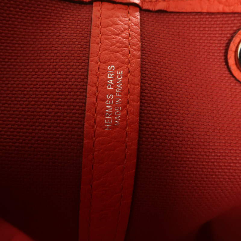 HERMES 帆布Garden Party PM金扣手挽袋Rouge duchesse-11