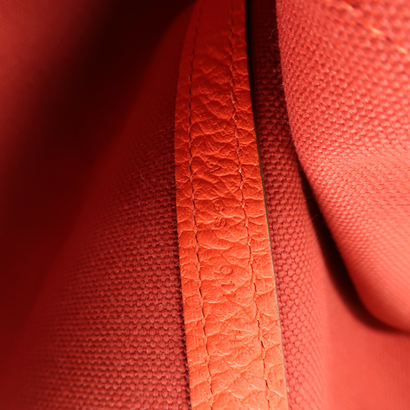 HERMES 帆布Garden Party PM金扣手挽袋Rouge duchesse-12