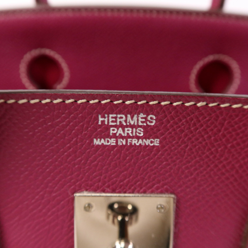 HERMES Epsom皮革Birkin 30銀扣手挽袋Tosca/Rose Tyrien-5