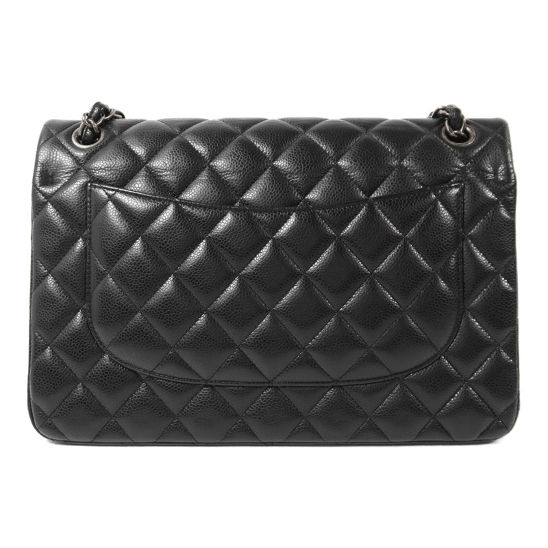 CHANEL 牛皮皮革Large Classic銀扣鏈帶肩背袋-1