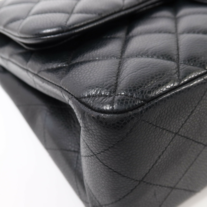 CHANEL 牛皮皮革Large Classic銀扣鏈帶肩背袋-11