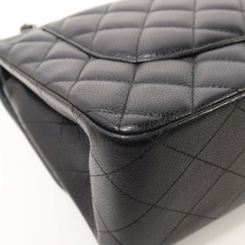 CHANEL 牛皮皮革Large Classic銀扣鏈帶肩背袋-13