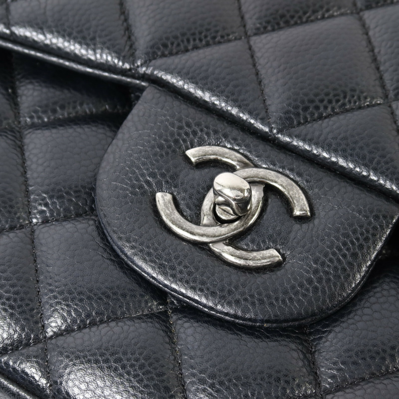 CHANEL 牛皮皮革Large Classic銀扣鏈帶肩背袋-15