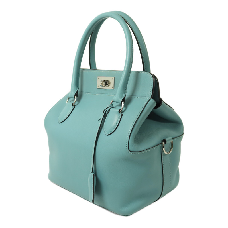 HERMES Swift皮革Tool Box 20銀扣手挽肩背兩用袋Bleu Atoll-2