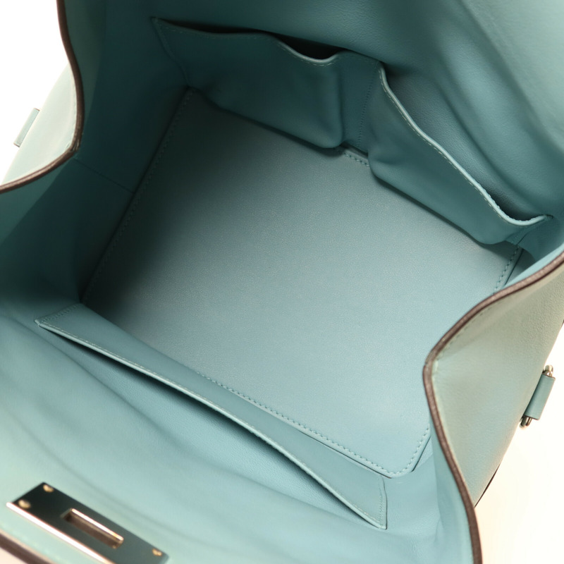 HERMES Swift皮革Tool Box 20銀扣手挽肩背兩用袋Bleu Atoll-4