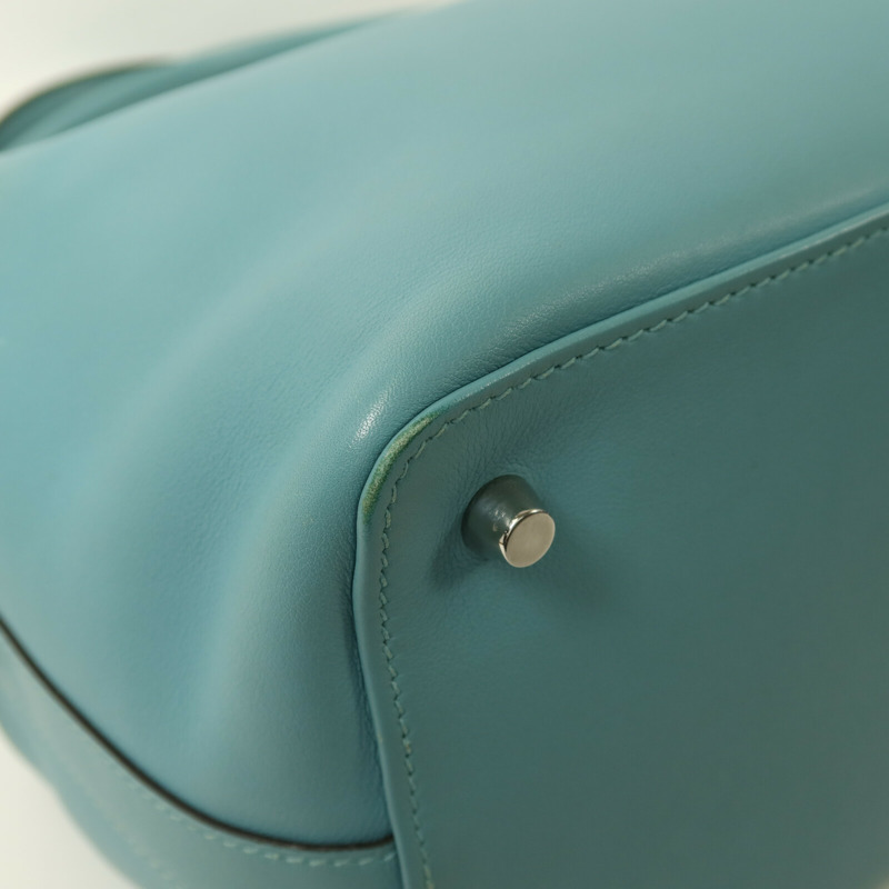 HERMES Swift皮革Tool Box 20銀扣手挽肩背兩用袋Bleu Atoll-10