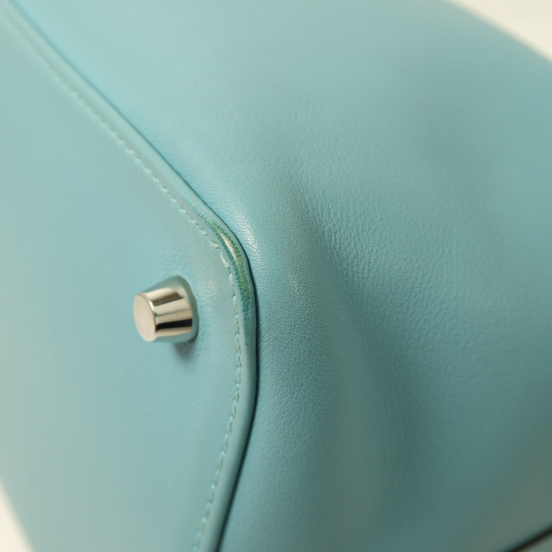 HERMES Swift皮革Tool Box 20銀扣手挽肩背兩用袋Bleu Atoll-11