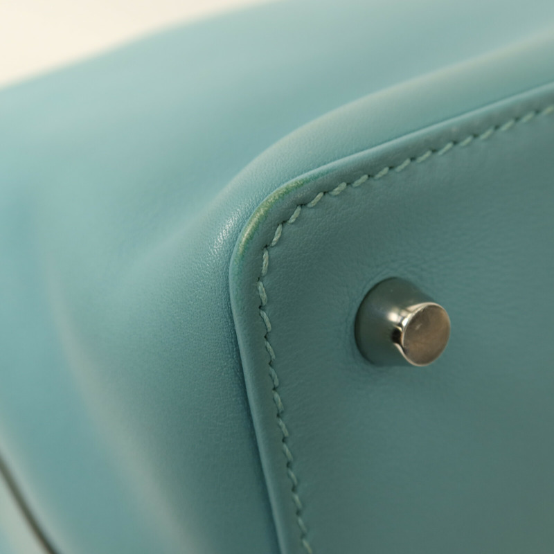 HERMES Swift皮革Tool Box 20銀扣手挽肩背兩用袋Bleu Atoll-12