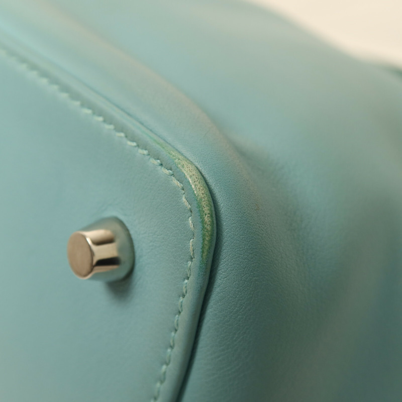 HERMES Swift皮革Tool Box 20銀扣手挽肩背兩用袋Bleu Atoll-13