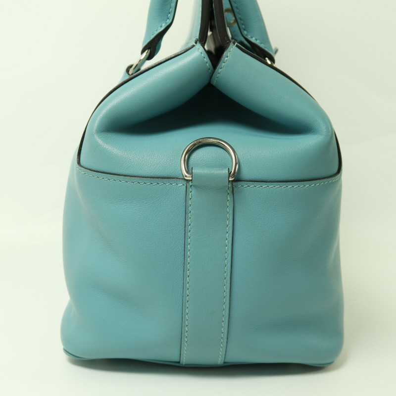 HERMES Swift皮革Tool Box 20銀扣手挽肩背兩用袋Bleu Atoll-14