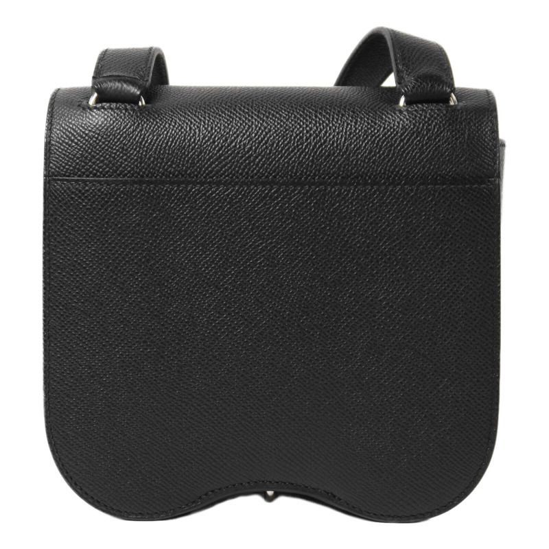 HERMES Epsom皮革Della Cavalleria Mini銀扣肩背袋Noir-1