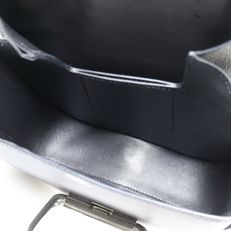 HERMES Epsom皮革Della Cavalleria Mini銀扣肩背袋Noir-4