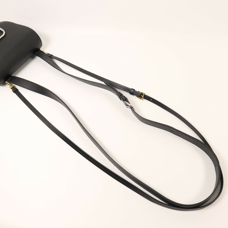 HERMES Epsom皮革Della Cavalleria Mini銀扣肩背袋Noir-8