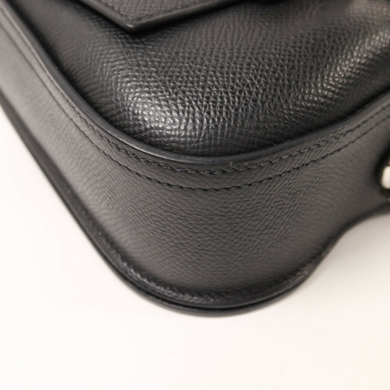 HERMES Epsom皮革Della Cavalleria Mini銀扣肩背袋Noir-10