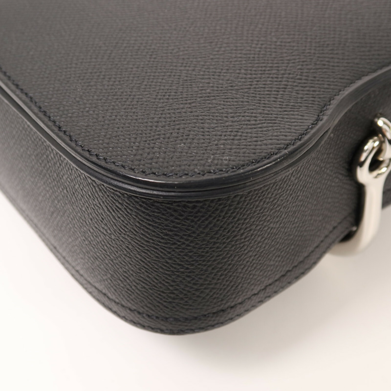 HERMES Epsom皮革Della Cavalleria Mini銀扣肩背袋Noir-12