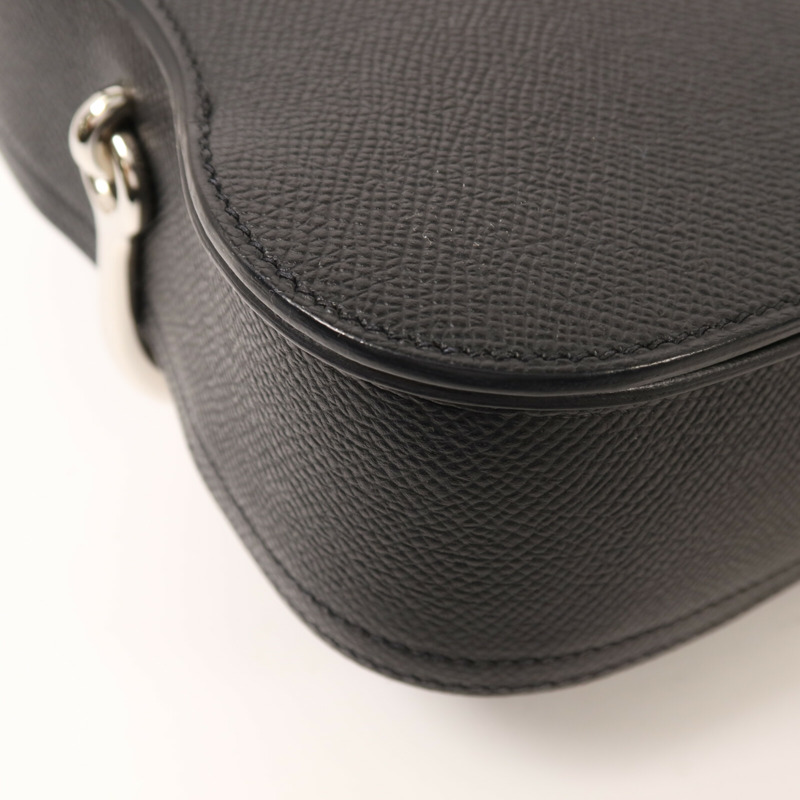 HERMES Epsom皮革Della Cavalleria Mini銀扣肩背袋Noir-13