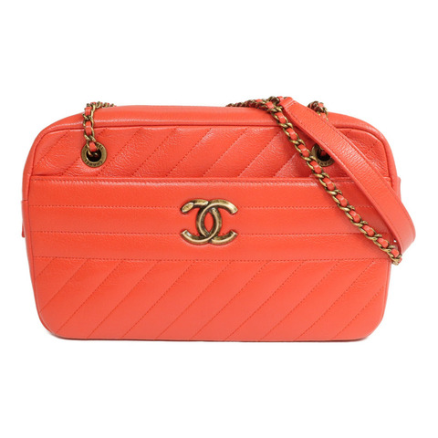 CHANEL 牛皮皮革Camera Bag金扣鏈帶肩背袋