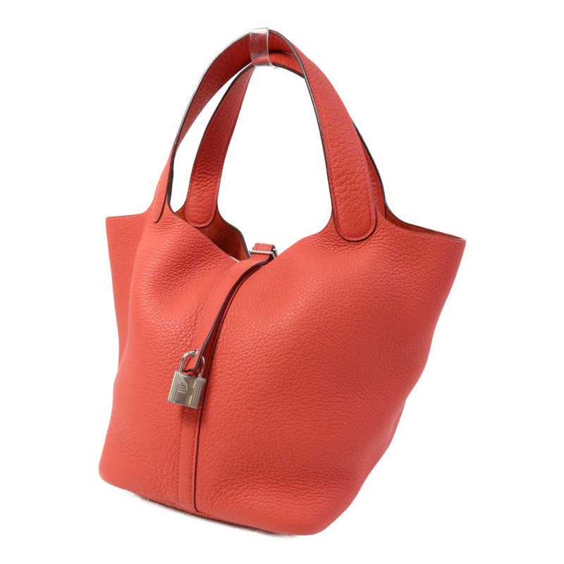 HERMES Clemence皮革Picotin MM銀扣手挽袋Rose Texas-2