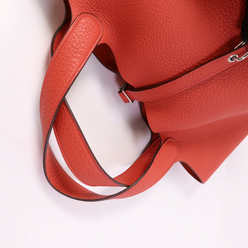 HERMES Clemence皮革Picotin MM銀扣手挽袋Rose Texas-8